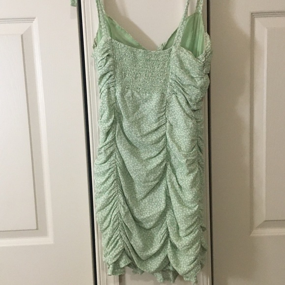Astr The Label Heiress Ruched Mini Dress Mint Orange Ditsy Smocked Tie Straps S - Picture 8 of 14